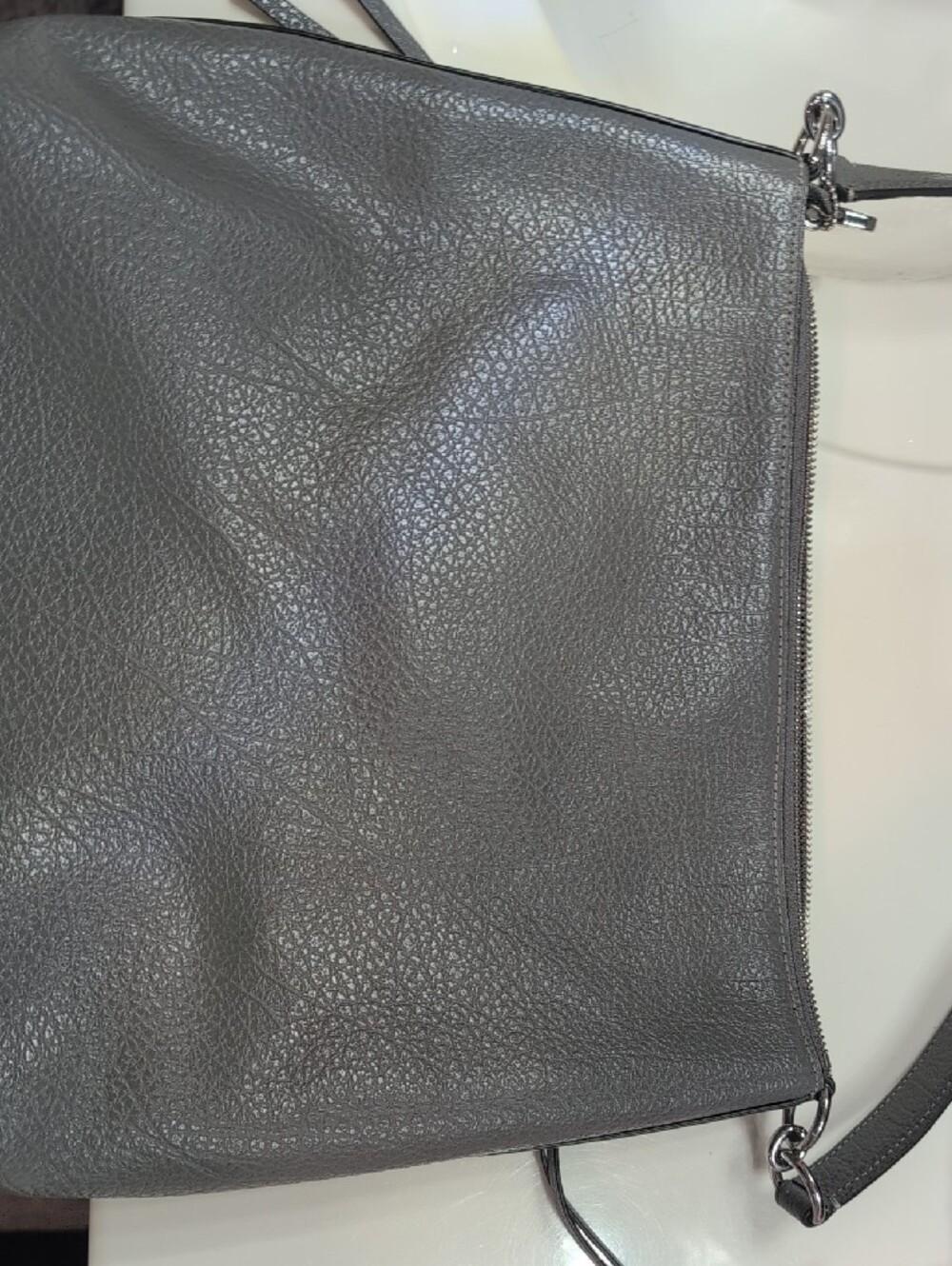 Coach Gray Pebbled Leather Hobo Shoulder Bag - Picture 11 of 12